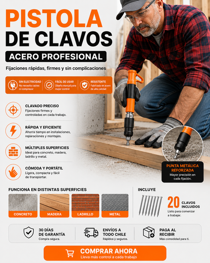 Pistola de Clavos Acero Profesional